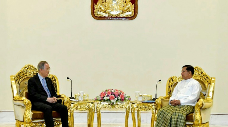 Former UN chief Ban Ki-moon meets Myanmar junta chief