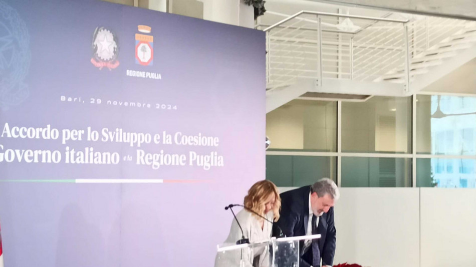 Puglia firma l'Accordo di coesione, 6,5 miliardi per lo sviluppo